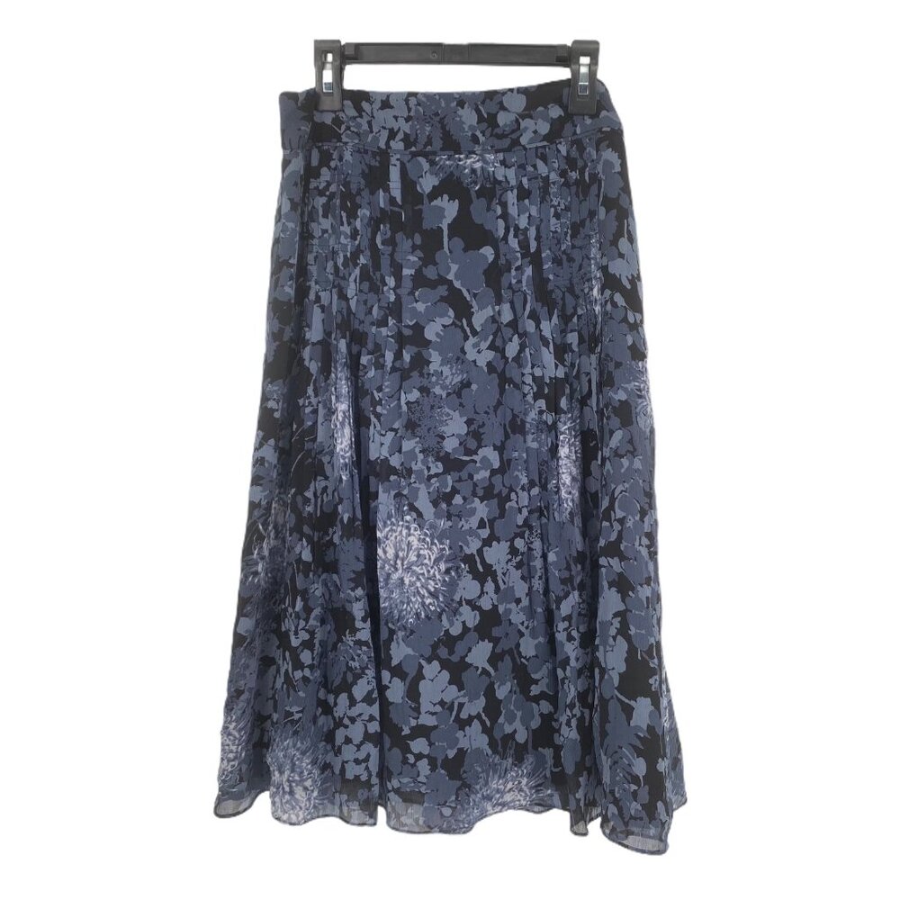 Ann Taylor Silk Midi Skirt Floral Lined Side Zip Office Wear Romantic Feminine 2